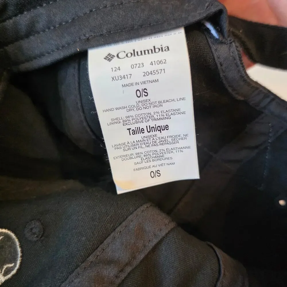 Columbia PFG Black Skull and Crossfish Adjustable Strapback Hat O/S